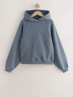 New Next Relaxed Fit Heavyweight Regular Length Hoodie Pale Blue