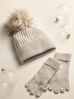Next N. Premium 100% Cashmere Knitted Pom Hat^Women Hats|Hats, Gloves & Scarves