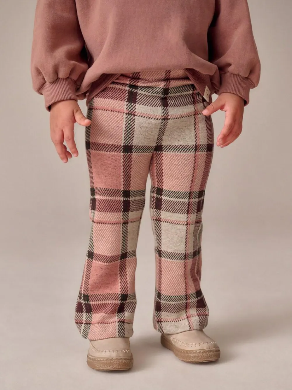 Clearance Next Pale Pink Check Rib Flare Leggings (3mths-7yrs)