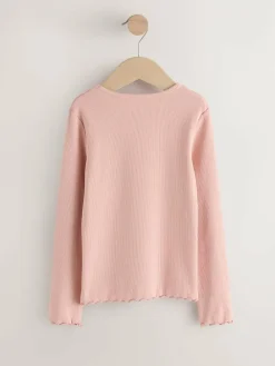 Best Next Cotton Rich Long Sleeve Rib T-Shirt (3mths-7yrs) Pale Pink
