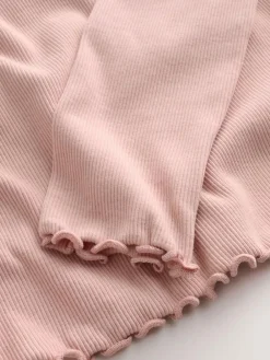 Best Next Cotton Rich Long Sleeve Rib T-Shirt (3mths-7yrs) Pale Pink
