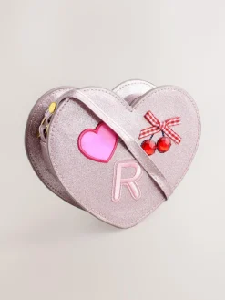 Sale Next Pale Pink/ Metallic Gem Heart Initial Bag