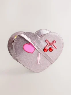 Sale Next Pale Pink/ Metallic Gem Heart Initial Bag