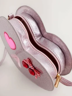 Sale Next Pale Pink/ Metallic Gem Heart Initial Bag