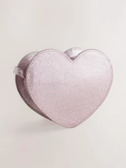 Sale Next Pale Pink/ Metallic Gem Heart Initial Bag