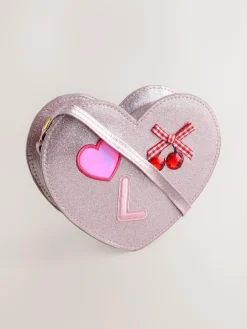 Sale Next Pale Pink/ Metallic Gem Heart Initial Bag
