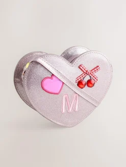 Sale Next Pale Pink/ Metallic Gem Heart Initial Bag