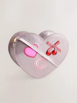 Sale Next Pale Pink/ Metallic Gem Heart Initial Bag