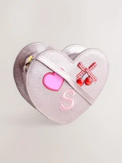 Sale Next Pale Pink/ Metallic Gem Heart Initial Bag