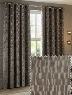 Paoletti Brown Manhattan Velvet Eyelet Curtains^ Curtains & Blinds