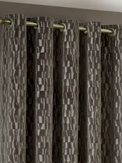 Paoletti Brown Manhattan Velvet Eyelet Curtains^ Curtains & Blinds