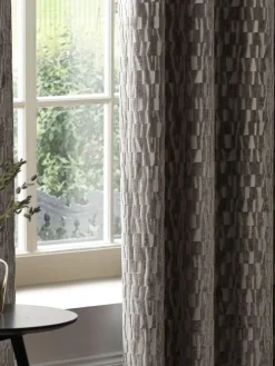 Paoletti Brown Manhattan Velvet Eyelet Curtains^ Curtains & Blinds