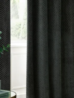 Paoletti Neptune Cut-Velvet Eyelet Curtains^ Curtains & Blinds