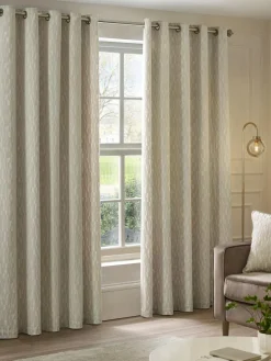 Hot Paoletti Natural Manhattan Velvet Eyelet Curtains