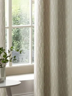 Hot Paoletti Natural Manhattan Velvet Eyelet Curtains