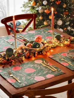 Outlet Paoletti Set of 4 Green Pomegranate Table Placemats