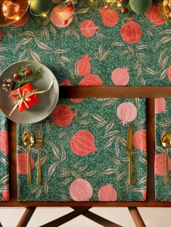 Outlet Paoletti Set of 4 Green Pomegranate Table Placemats