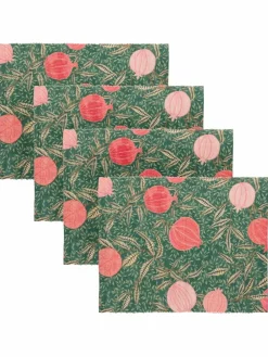 Outlet Paoletti Set of 4 Green Pomegranate Table Placemats