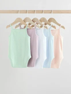 Next Pastel 5 Pack Vest Pointelle Baby Bodysuits^BOY Unisex|Bodysuits & Vests