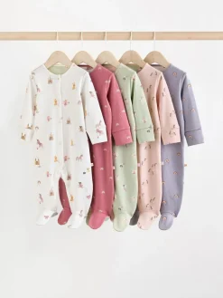 Next Pastel Character 5 Pack Baby Sleepsuits (0-2yrs)^ Nightwear