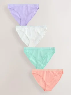 Discount Next Pastel High Leg Cotton Logo Knickers 4 Pack