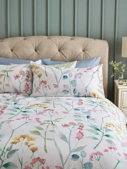 New Next Pastel Isla Watercolour Floral 100% Cotton Duvet Cover and Pillowcase Set