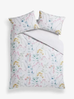 New Next Pastel Isla Watercolour Floral 100% Cotton Duvet Cover and Pillowcase Set