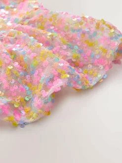 Best Next Angel Sleeve Sequin Party Dress (3-16yrs) Pastel Pink