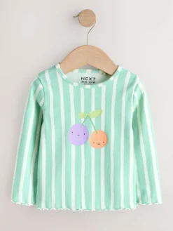 Next Pastel Rainbow Long Sleeve Rib Tops 5 Pack (3mths-7yrs)^ Baby Girls|Tops