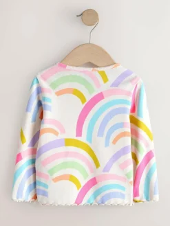 Next Pastel Rainbow Long Sleeve Rib Tops 5 Pack (3mths-7yrs)^ Baby Girls|Tops