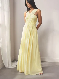 Next Pastel Yellow Mesh Multiway Wedding Guest Bridesmaid Maxi Dress^Women Maxi Dresses