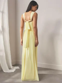 Next Pastel Yellow Mesh Multiway Wedding Guest Bridesmaid Maxi Dress^Women Maxi Dresses