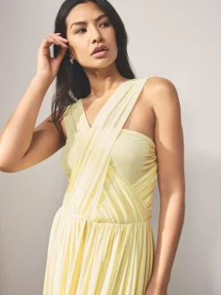 Next Pastel Yellow Mesh Multiway Wedding Guest Bridesmaid Maxi Dress^Women Maxi Dresses