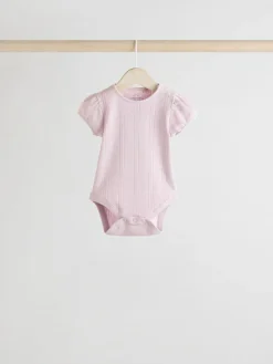 Next Pastels 5 Pack Short Sleeve Pointelle Baby Bodysuits