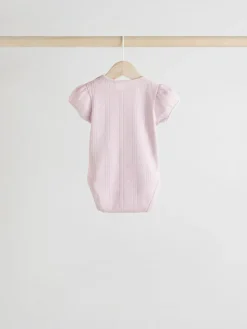 Next Pastels 5 Pack Short Sleeve Pointelle Baby Bodysuits