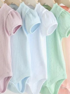 Next Pastels 5 Pack Short Sleeve Pointelle Baby Bodysuits