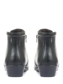 Best Pavers Black Ladies Wide Fit Leather Ankle Boots