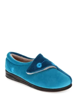 Pavers Wide Fit Ladies Touch Fasten Full Slippers With Permalose Sole^Women Slippers