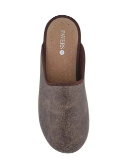 Pavers Wide Fit Supportive Mule Slippers Brown