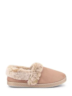 New Pavers Warm Lined Memory Foam Slippers Cream