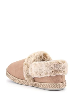 New Pavers Warm Lined Memory Foam Slippers Cream