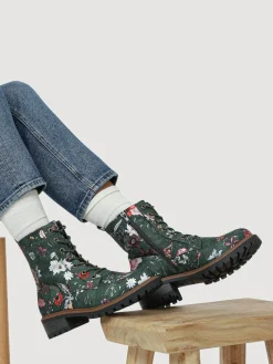 Clearance Pavers Wide Fit Lace-Up Ankle Boots Green