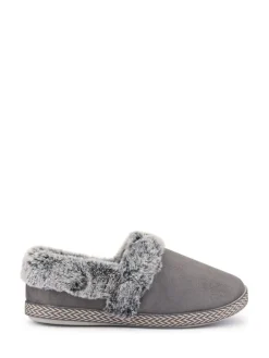 Hot Pavers Warm Lined Memory Foam Slippers Grey