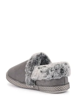 Hot Pavers Warm Lined Memory Foam Slippers Grey