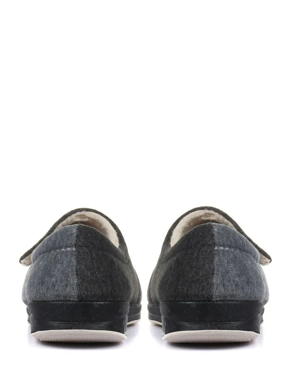 Hot Pavers Wide Fit Ladies Touch Fasten Full Slippers With Permalose Sole Grey