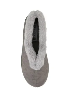 Pavers Wide Fit Memory Foam Cosy Slippers Grey