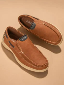Outlet Pavers Blue Slip On Boat Shoes Natural