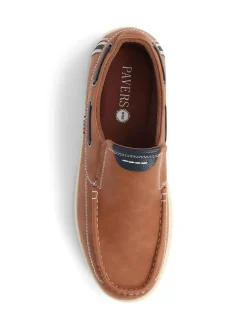 Outlet Pavers Blue Slip On Boat Shoes Natural