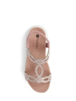 Pavers Grey Embellished Flatform Sandals^Women Flats