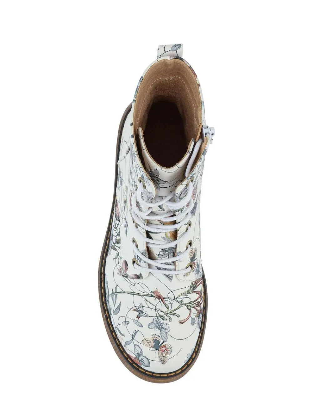 Clearance Pavers Lace Up Floral Boots White